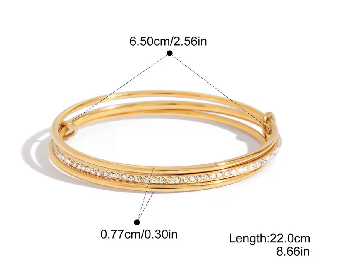 3 Layers Rhinestone Bangle