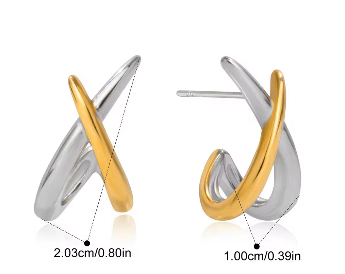 Dual Line Cross Earrings