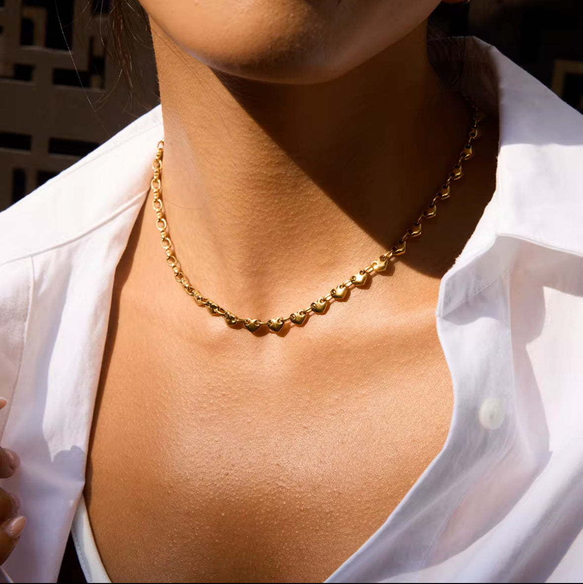 Heart Pig Nose Link Necklace