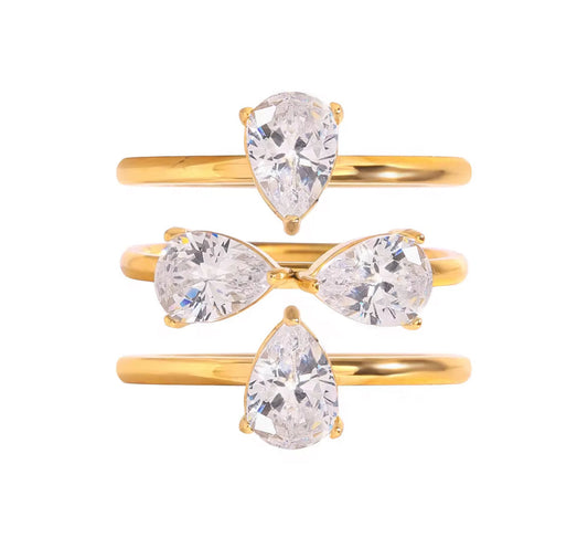 Teardrop Four-Leaf Stackable Rings