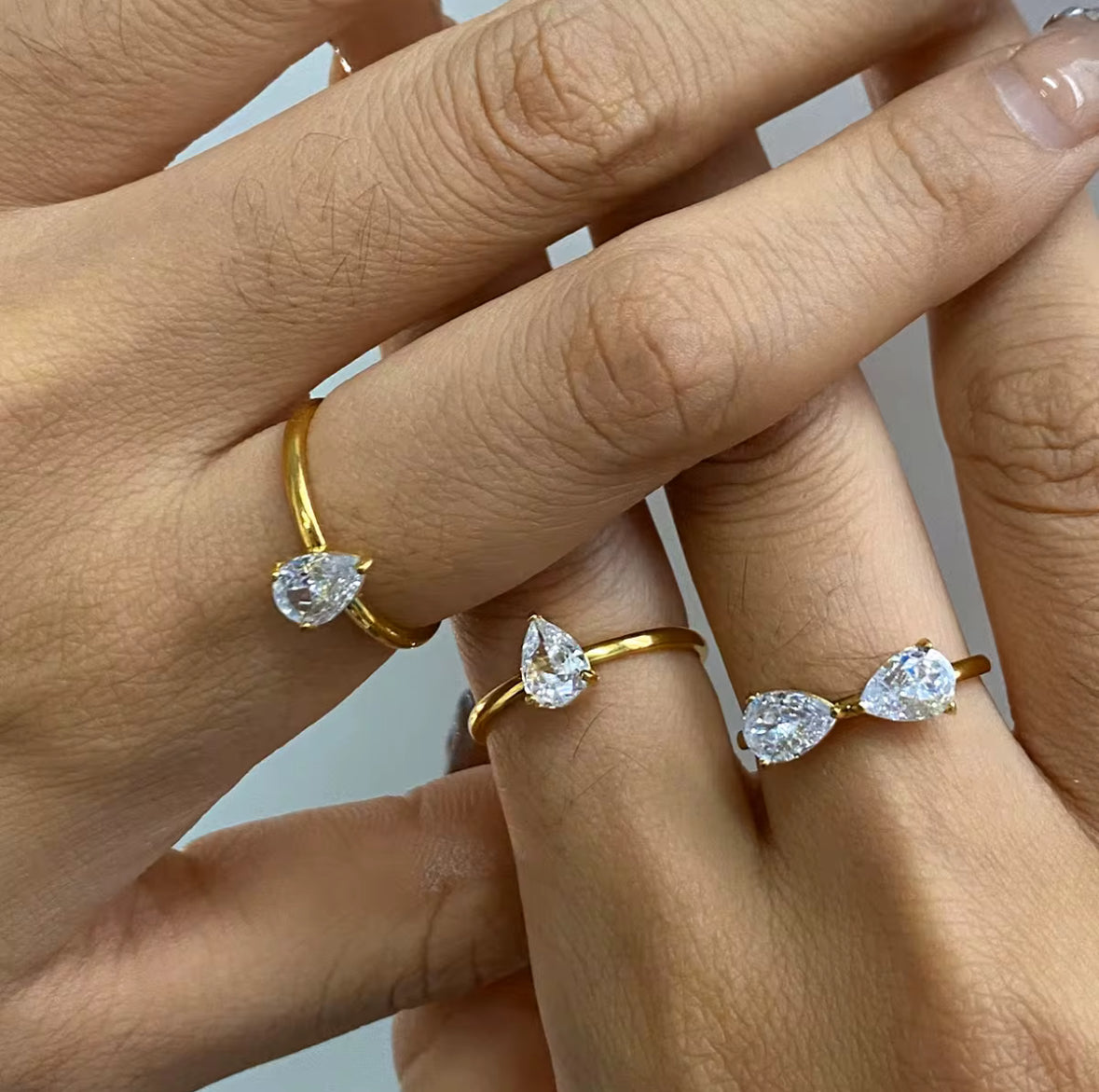 Teardrop Four-Leaf Stackable Rings