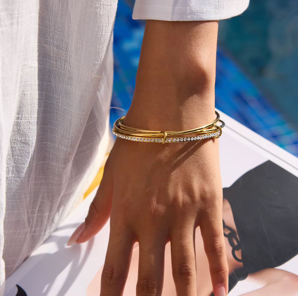 3 Layers Rhinestone Bangle