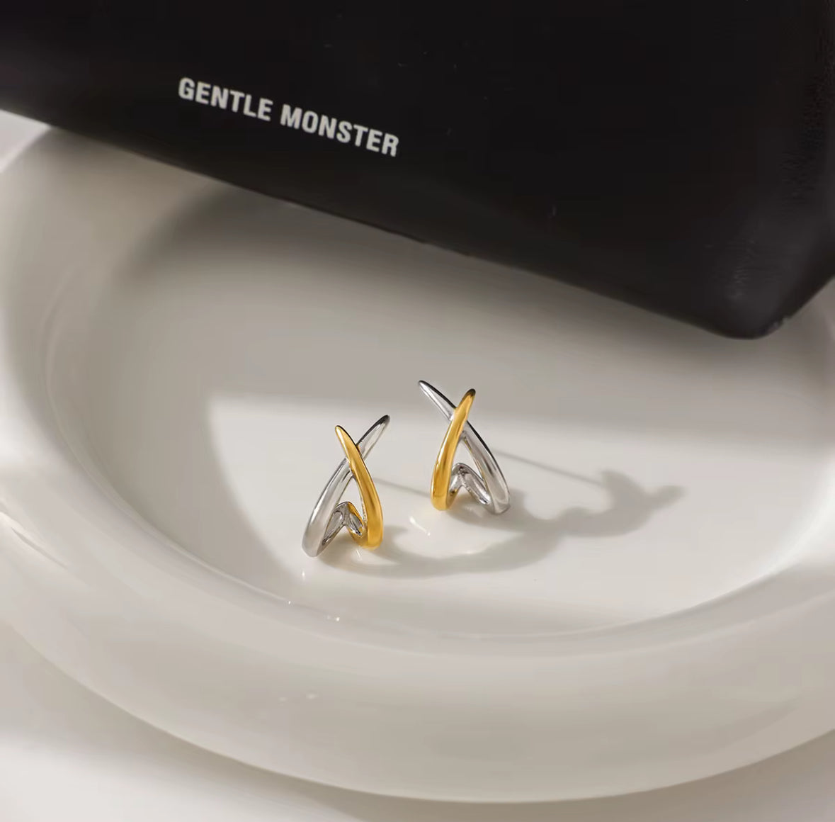 Dual Line Cross Earrings